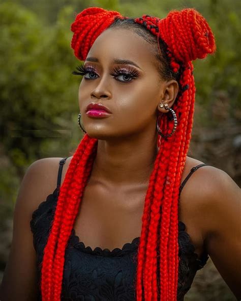 dark red box braids